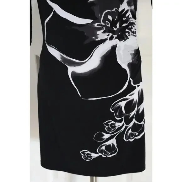 WHBM Black Floral Cowl Neck Dress L - Picture 4 of 9